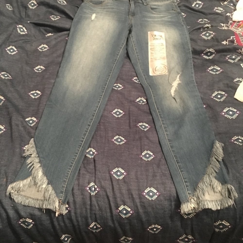 Skinny Ankle Jeans with Fringe